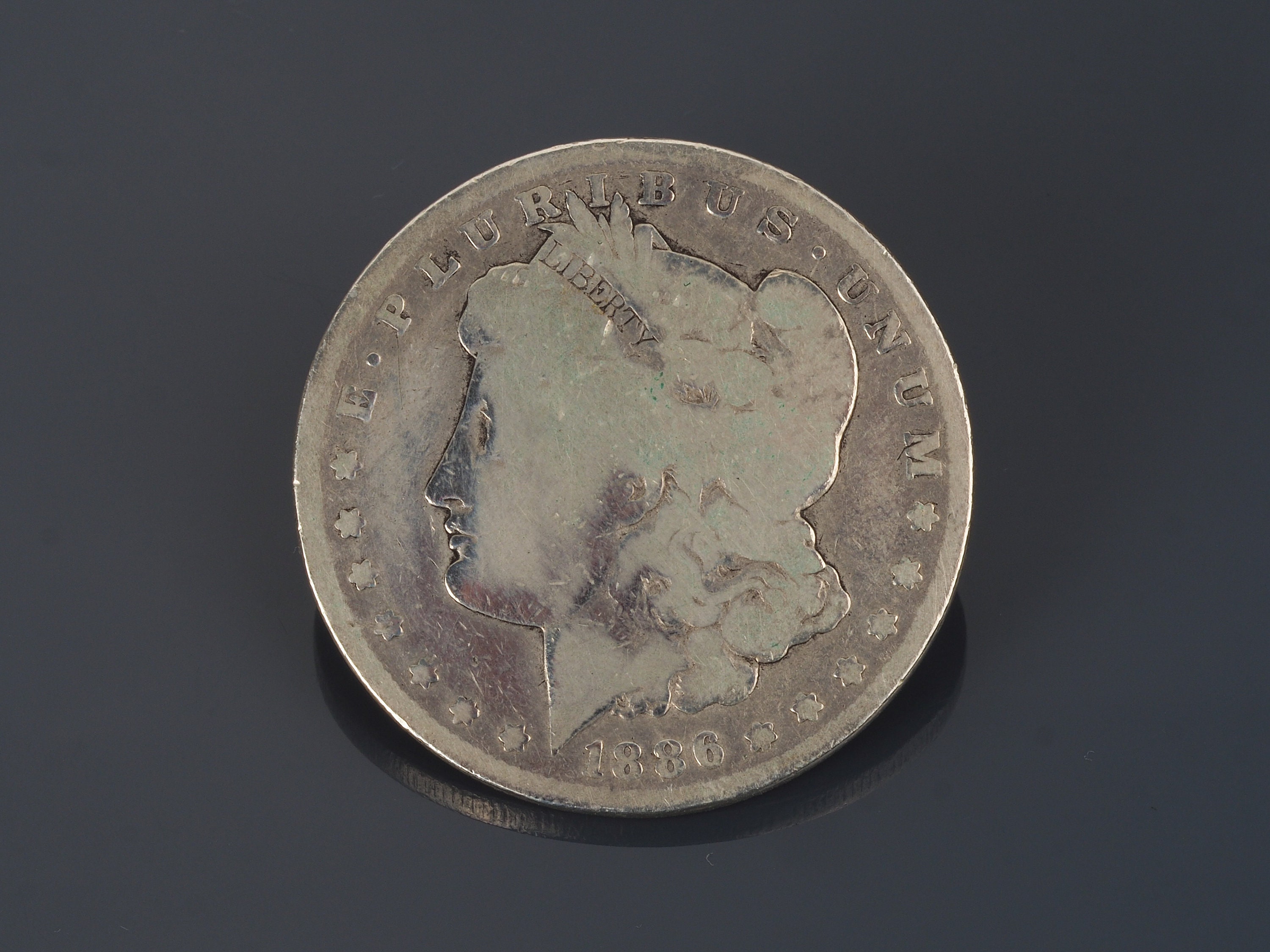 Image of 1886 Silver Dollar Coin, Circulated Coins, American Silver Dollar, Usa Antique Morgan Dollars, Wild West