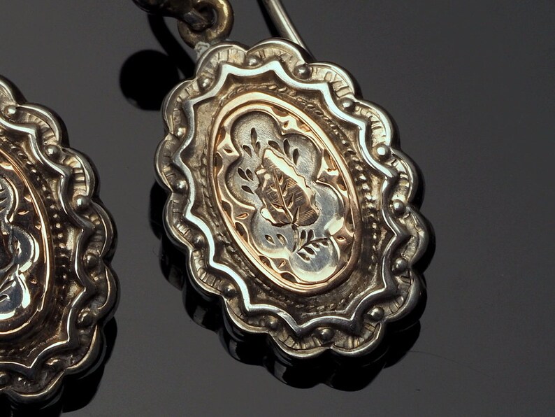 Antique Earrings with Gold Overlay Victorian Aesthetic Movement