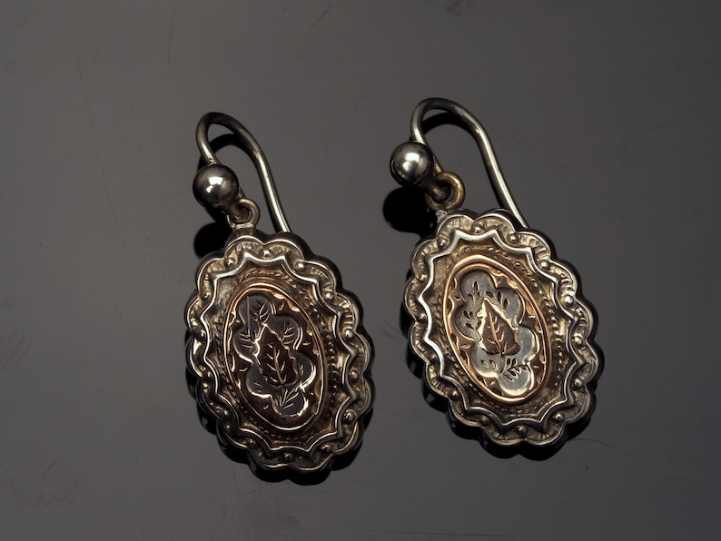 Antique Earrings with Gold Overlay Victorian Aesthetic Movement