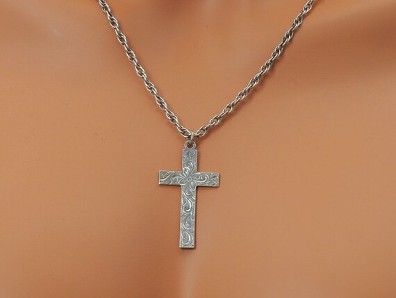 Silver Cross Necklace 1975 Cross 