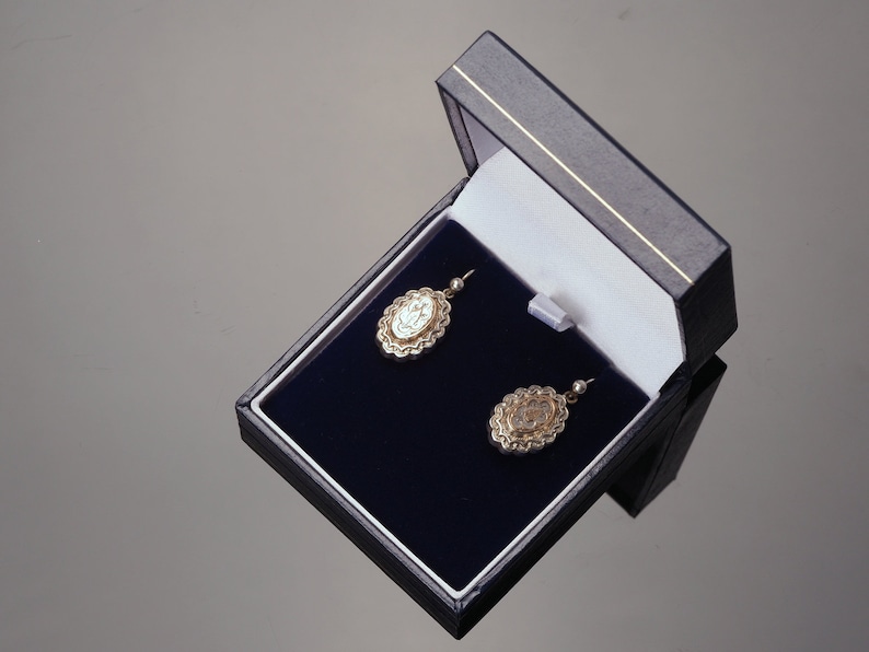 Antique Earrings with Gold Overlay Victorian Aesthetic Movement
