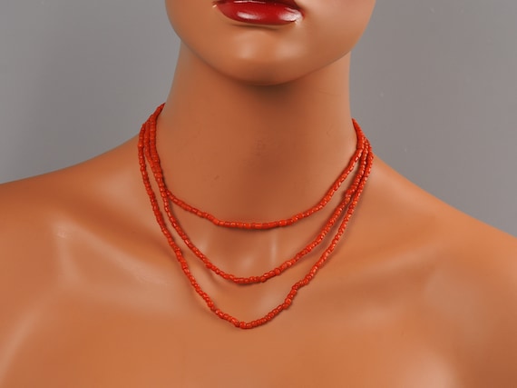 Buy Vintage 2 Strand Pink Coral Beads Faux Pearl Necklace Online in India -  Etsy