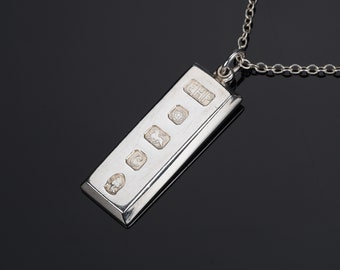 Platinum Bar Pendant - Etsy UK