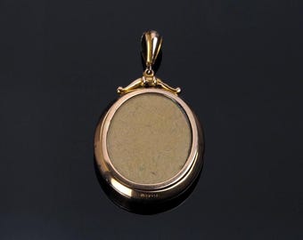 Victorian Locket; 9ct Rose Gold Pendant, Antique Oval Photo Locket