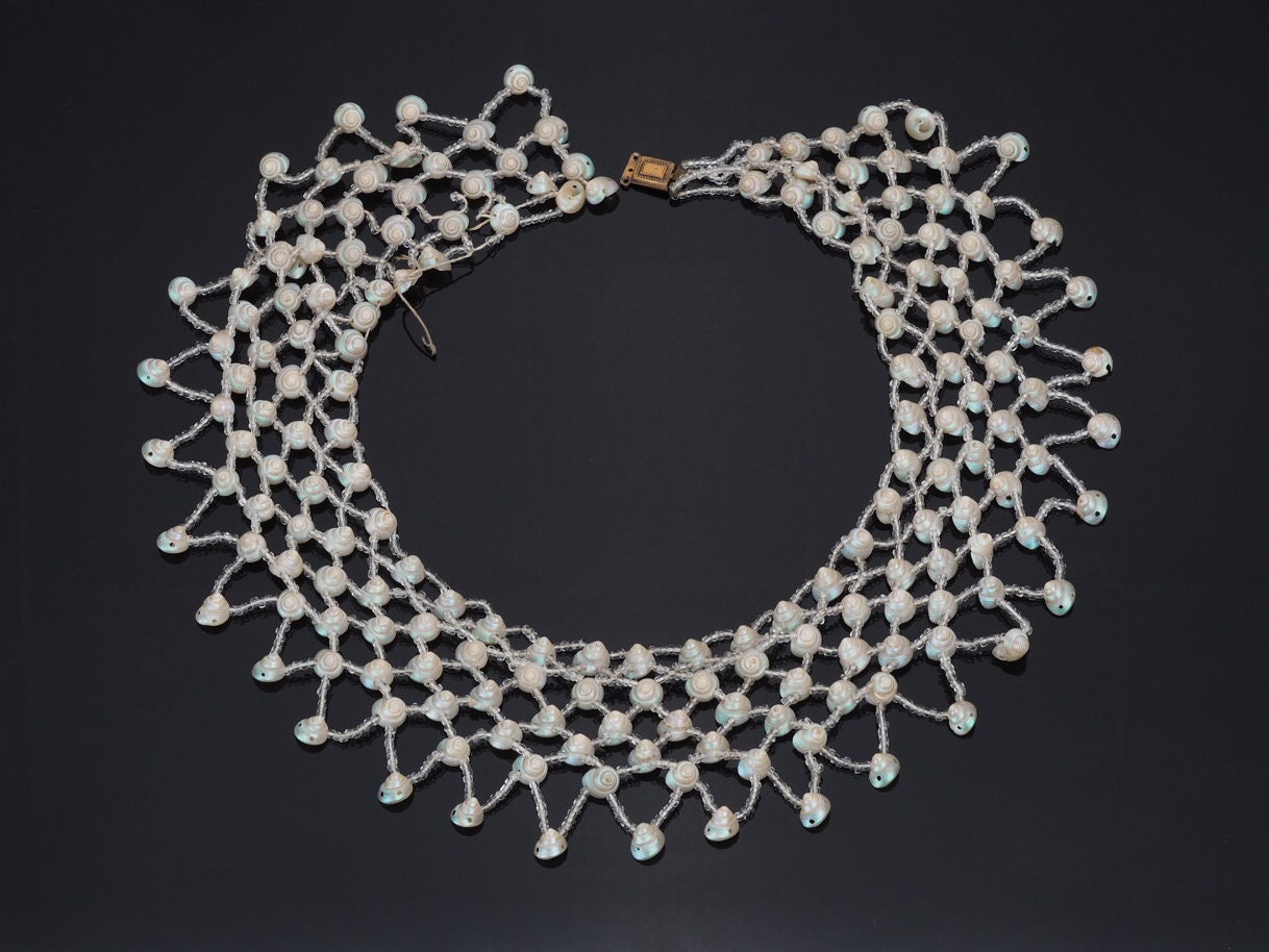 Victorian shell necklace Trochus Shell bib necklace | Etsy