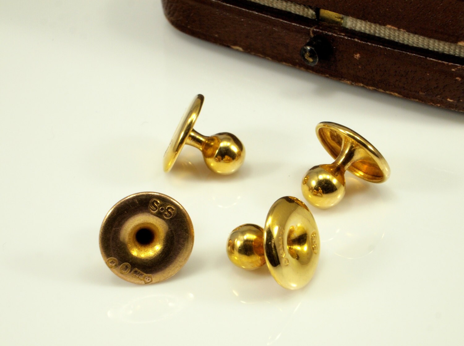 Solid Gold Dress Studs Mens Antique Shirt Studs 9ct Etsy