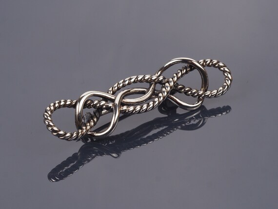 Silver knot brooch, vintage brooch, rope brooch, r