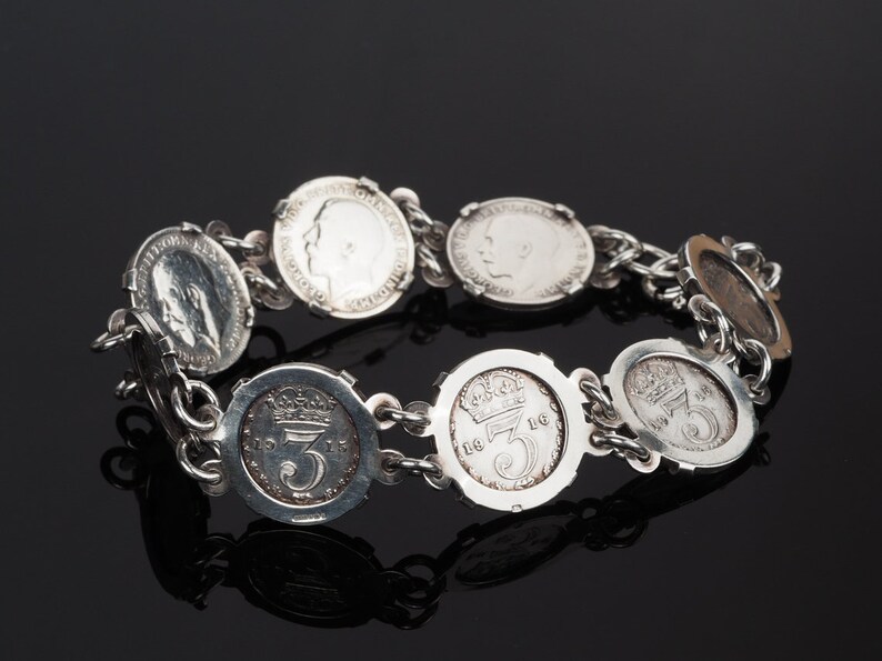 Antique Silver Coin Bracelet Threepence Bracelet 3p Coins Etsy