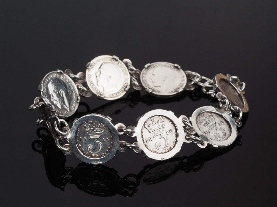 Silver threepence best sale bracelet