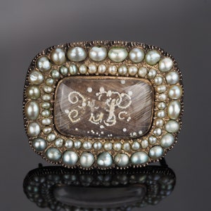 Memento Mori mourning brooch, 10k Georgian lace pin, antique pearl pin, Georgian mourning, jewelry with meaning, antique miniature brooch