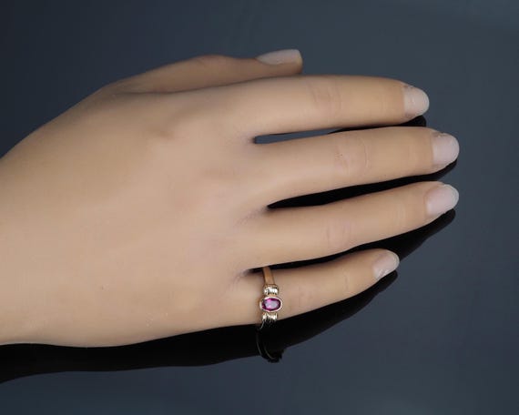 Vintage Diamond Ruby engagement ring, unusual 9ct… - image 8