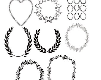 Wreath bundle svg file , leaves clip art ,