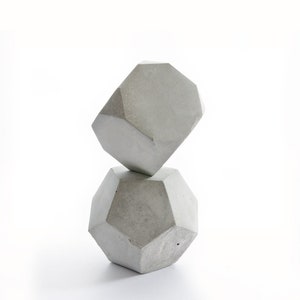 Geometric Concrete Decor Sculpture Set, paperweight, bookend, office or home decor, solid set com1 image 1