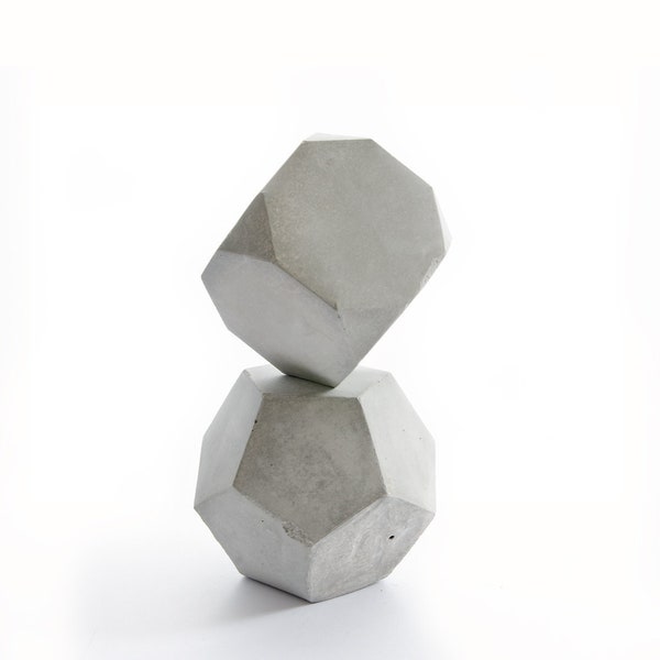 Geometric Concrete Decor Sculpture Set, paperweight, bookend, office or home decor, solid set com1