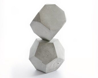 Geometric Concrete Decor Sculpture Set, paperweight, bookend, office or home decor, solid set com1