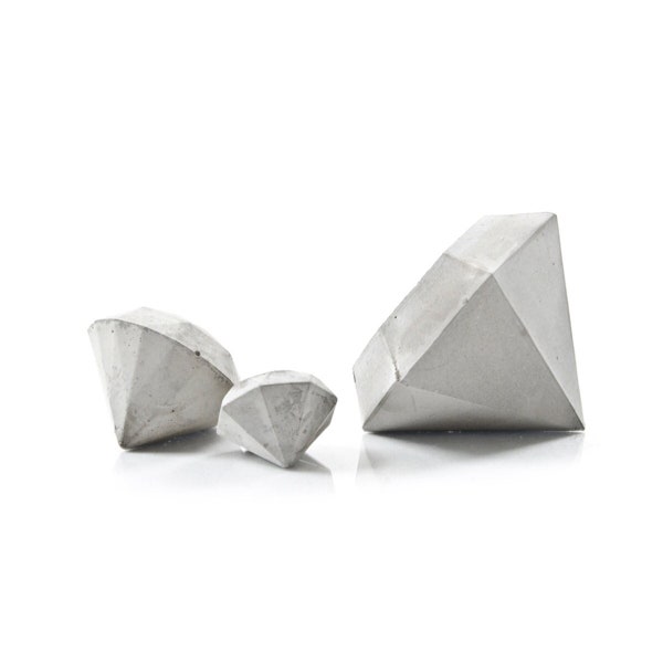 Set of Three Concrete Diamond Paperweights, cement diamond decor, concrete diamond gift set, handcrafted diamond beton sculptures, gift set