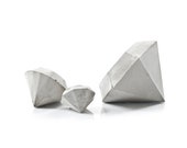 Set of Three Concrete Diamond Paperweights, cement diamond decor, concrete diamond gift set, handcrafted diamond beton sculptures, gift set