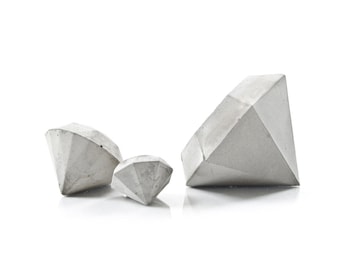 Set of Three Concrete Diamond Paperweights, cement diamond decor, concrete diamond gift set, handcrafted diamond beton sculptures, gift set