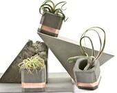 Geometric Concrete Copper Cube Air Plant Holder Set of 3, copper loop