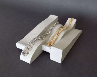Bandeja de exhibición de pulsera geométrica 'Fin', baratija organizadora de joyas de hormigón, puesto de venta al por menor, accesorio fotográfico, puesto de estilo de joyería