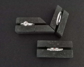 Conjunto de 3 soportes de anillo verticales de hormigón 'Gabe', organizador de joyas, exhibición minorista, accesorio fotográfico geométrico, exhibición de estilo de joyería