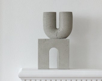 Great Arch Concrete Sculpture, geometric modern art, set or single, bookend, office or mantel or home decor, gift set, hygge accent