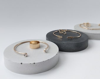 Round Risers, product photo prop, cylinder retail display stand, concrete jewellery tray, round stone backdrop