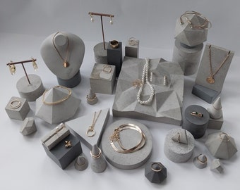 Jewellery Display Set of 34 stands, unique retail risers H05, geometric photo prop, backdrop, styling blocks, ring, bracelet, earring riser