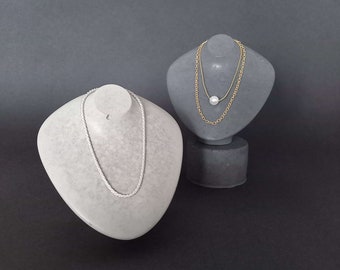 Concrete Necklace Bust Stand 'Eva', feminine geometric jewellery holder, retail display, jewelry display plinth, photo prop