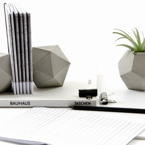 pale grey icosahedron sculpture bookend