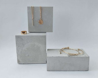 Large Concrete Photography Retail Props, geometric plinths, single sculpture block, big jewellery stands, 10cm cube, rectangle riser