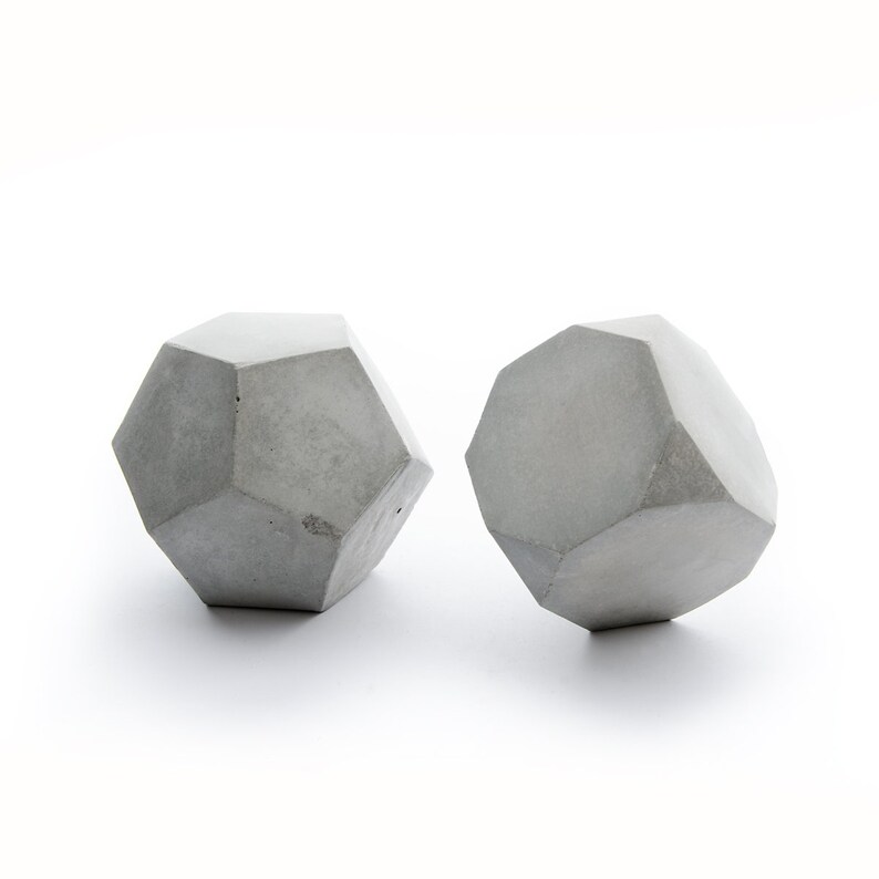 Geometric Concrete Decor Sculpture Set, paperweight, bookend, office or home decor, solid set com1 image 2