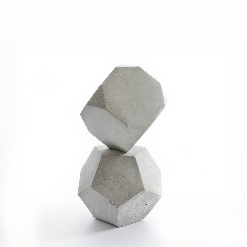 Geometric Concrete Decor Sculpture Set, paperweight, bookend, office or home decor, solid set com1 image 1