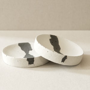 Trinket Ring Dish Tray, abstract concrete new home gift, monochrome trinkets, catch all trays image 7