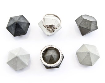 6 Cement Diamonds, black, grey or mix of six mini concrete diamonds, concrete diamond home decor, beton sculpture