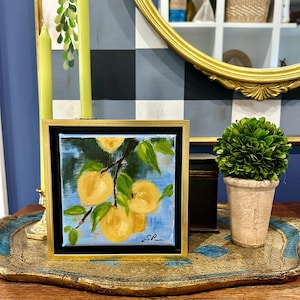 oil painting, artwork, still life, lemon painting, lemon, framed art