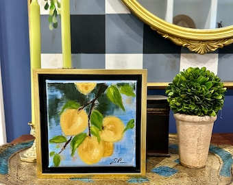olieverfschilderij, kunstwerk, stilleven, citroenschilderij, citroen, ingelijste kunst