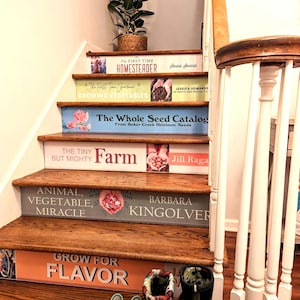 All-In-One Book Stair Decal, Fully Custom, Any Book Spine, Book Decor, Stair Sticker, Book Art, Priced Per Stair image 2