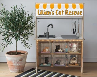 High-Quality Personalized Decal Set for IKEA DUKTIG | Custom Play Cat Adoption Sticker | Pet Shop Pretend Play, Cat Loving Kids