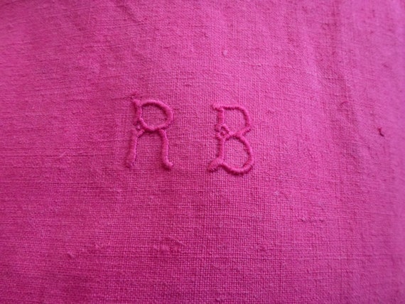 Vintage French real linen pink tunic chemise top … - image 3