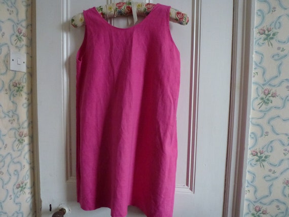 Vintage French real linen pink tunic chemise top … - image 2