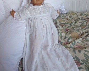 Beautiful antique christening baby's dolls lawn cotton dress