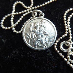 Vintage sterling silver St Christopher pendant and 925 silver chain necklace
