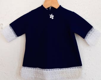A Grand Day Out - Retro dark navy ruffle dress - age 2 to 3