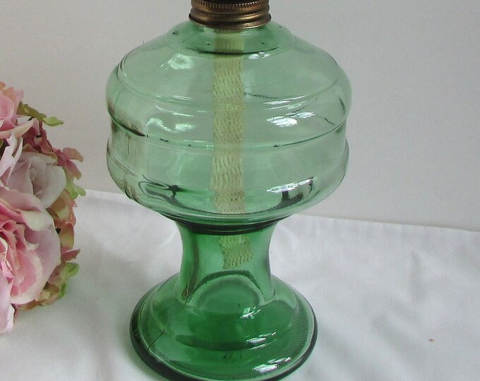 Vintage Green Oil Lamp Etsy