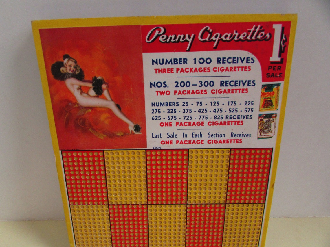 Vintage Risque Penny Cigarette Punch Card Board Old Gold / Etsy