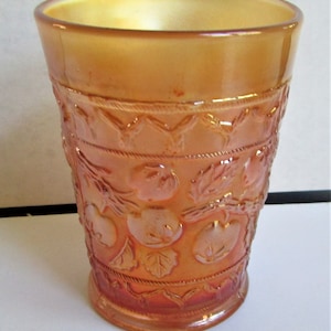 Vintage Marigold Carnival Glass Fenton Apple Tree Tumbler