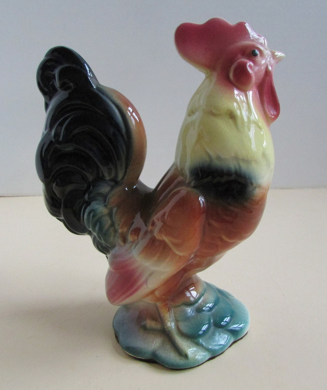 Vintage Ceramic Rooster Figurine Etsy