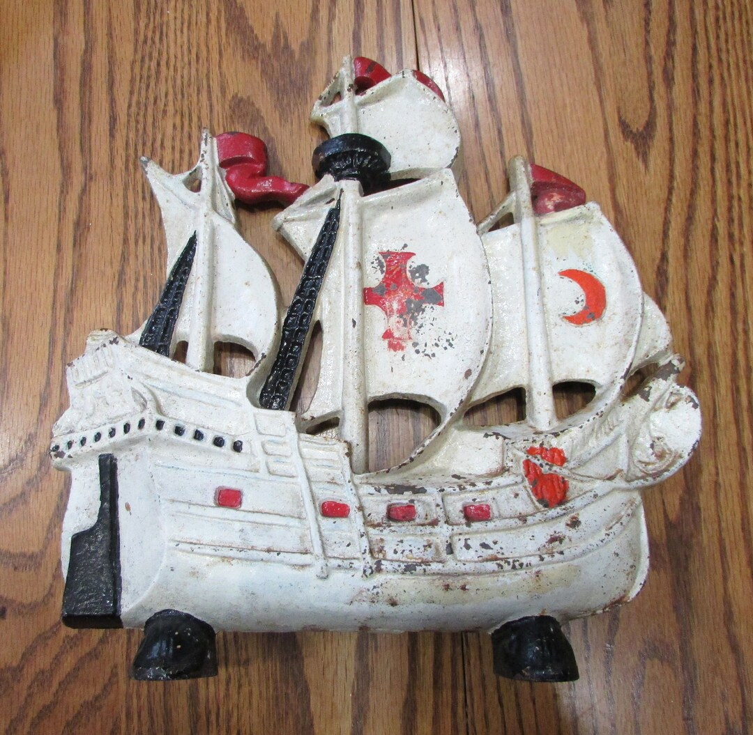 Vintage Cast Iron Spanish Galleon Ship Doorstop No. 205 Nautical Etsy