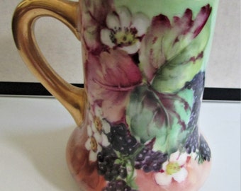 Antique Charles Martin Hand Painted Black Berries Mug After 1891-1935